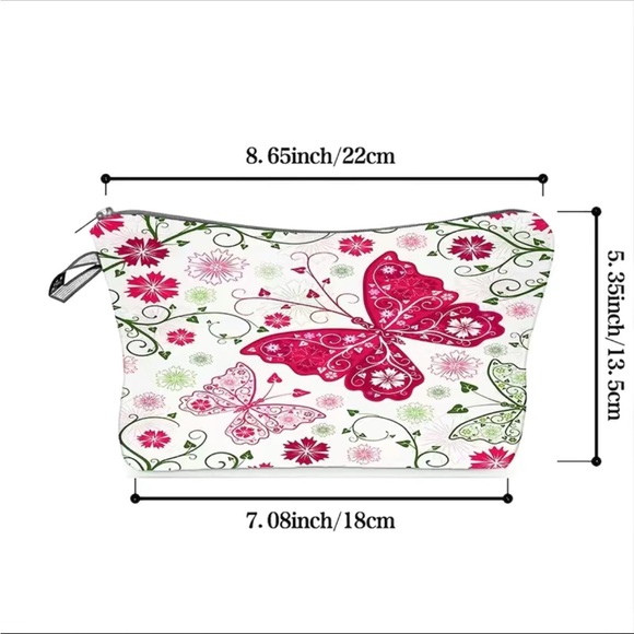 Colorful Butterfly Patterned Makeup Clutch Zipper Bag - Picture 2 of 5